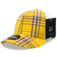 Decky 6 Panel Mid Profile Structured Plaid Trucker Hat – Adjustable Cap | 6017