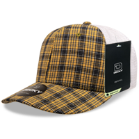 Decky 6 Panel Mid Profile Structured Plaid Trucker Hat – Adjustable Cap | 6017