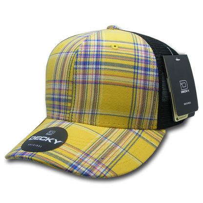 Decky-6018-6 Panel Mid Profile Structured Plaid Trucker