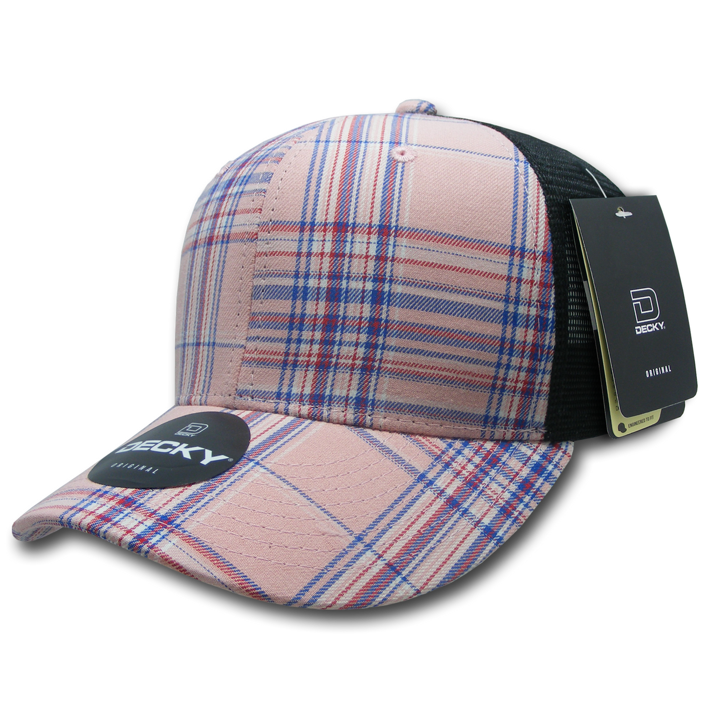Decky-6018-6 Panel Mid Profile Structured Plaid Trucker
