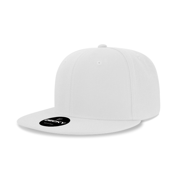 Decky-6020-6 Panel High Profile Structured Acrylic/Polyester Snapback - White