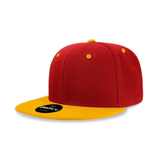 Decky-6020-6 Panel High Profile Structured Acrylic/Polyester Snapback - Cardinal/Gold