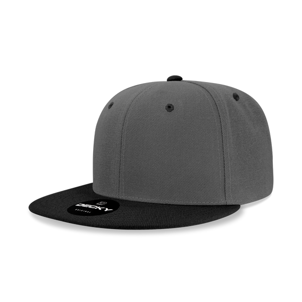 Decky-6020-6 Panel High Profile Structured Acrylic/Polyester Snapback - Charcoal/Black