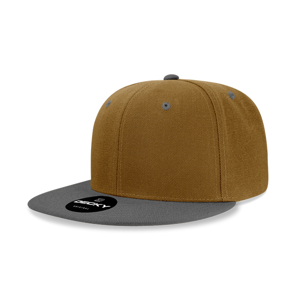 Decky-6020-6 Panel High Profile Structured Acrylic/Polyester Snapback - Coyote/Charcaol