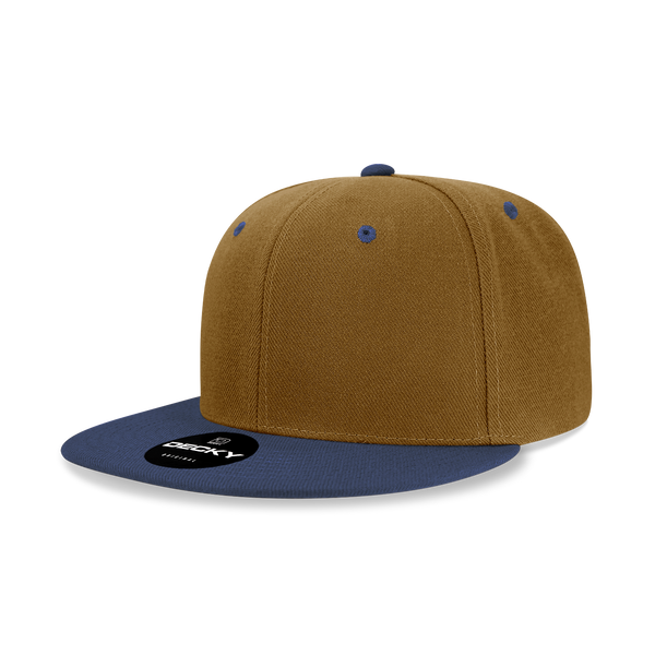 Decky-6020-6 Panel High Profile Structured Acrylic/Polyester Snapback - Coyote/Navy