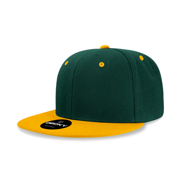 Decky-6020-6 Panel High Profile Structured Acrylic/Polyester Snapback - Forest/Gold