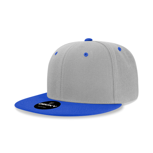 Decky-6020-6 Panel High Profile Structured Acrylic/Polyester Snapback - Grey/Royal