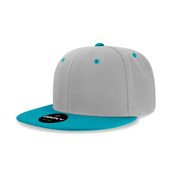 Decky-6020-6 Panel High Profile Structured Acrylic/Polyester Snapback - Grey/Teal