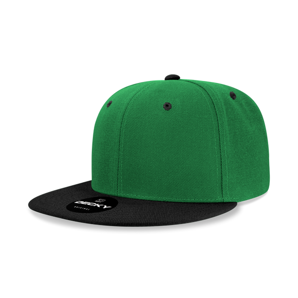 Decky-6020-6 Panel High Profile Structured Acrylic/Polyester Snapback - Kelly/Black