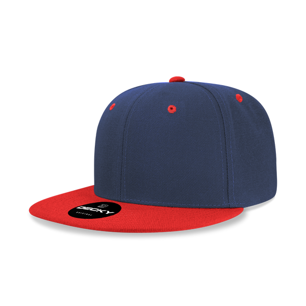 Decky-6020-6 Panel High Profile Structured Acrylic/Polyester Snapback - Navy/Red