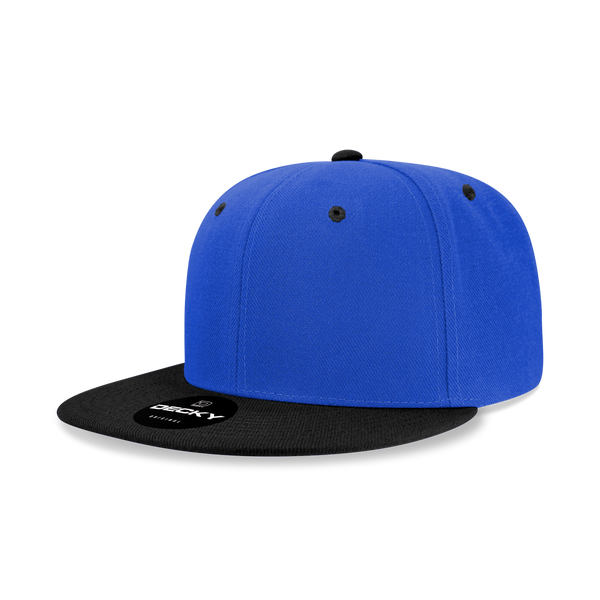 Decky-6020-6 Panel High Profile Structured Acrylic/Polyester Snapback - Royal/Black