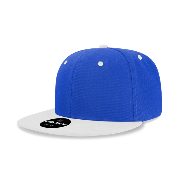 Decky-6020-6 Panel High Profile Structured Acrylic/Polyester Snapback - Royal/White