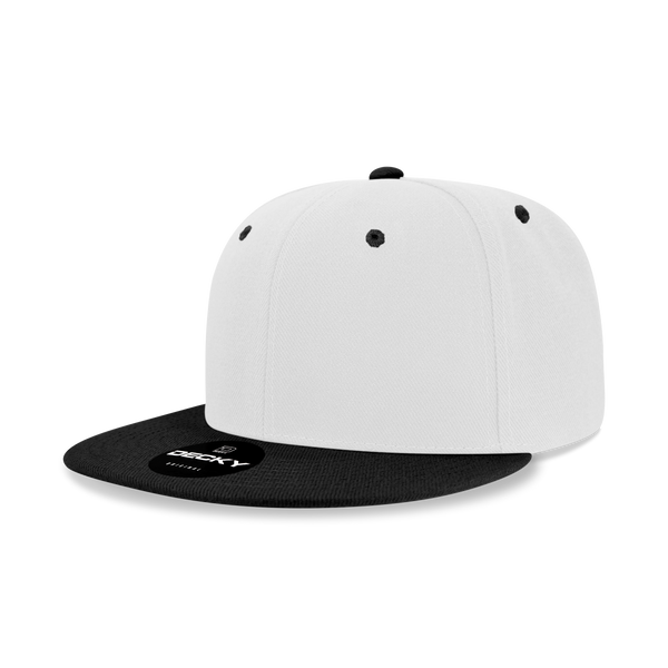 Decky-6020-6 Panel High Profile Structured Acrylic/Polyester Snapback - White/Black
