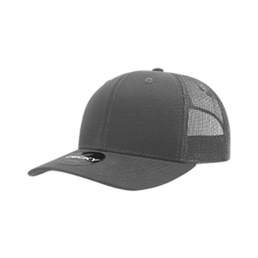 Decky 6021 charcoal grey trucker hat with mesh back panels - wholesale blank cap