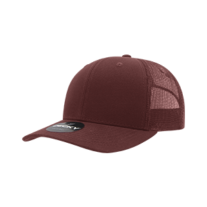 Decky 6021 Classic Trucker Hat — 6-Panel Mid-Profile Structured Mesh Snapback - Maroon