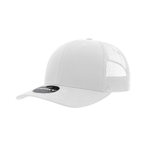 Decky 6021 Classic Trucker Hat — 6-Panel Mid-Profile Structured Mesh Snapback - White