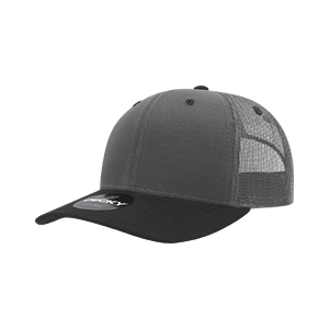 Decky 6021 Classic Trucker Hat — 6-Panel Mid-Profile Structured Mesh Snapback - Charcoal/Black