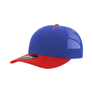 Decky 6021 Classic Trucker Hat — 6-Panel Mid-Profile Structured Mesh Snapback - Royal/Red