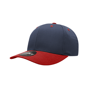 Decky-6022-6 Panel Mid Profile Structured Cotton Blend Cap - Navy/Red