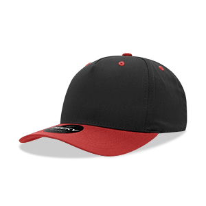Decky-6024-5 Panel Mid Profile Structured Cotton Blend Cap - Black/Red