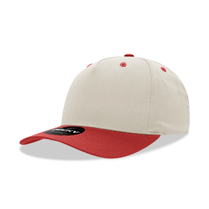 Decky-6024-5 Panel Mid Profile Structured Cotton Blend Cap - Stone/Red