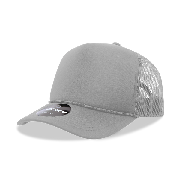 Decky-6025-5 Panel Mid Profile Structured Foam Trucker Hat - Grey