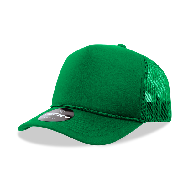 Decky-6025-5 Panel Mid Profile Structured Foam Trucker Hat - Kelly