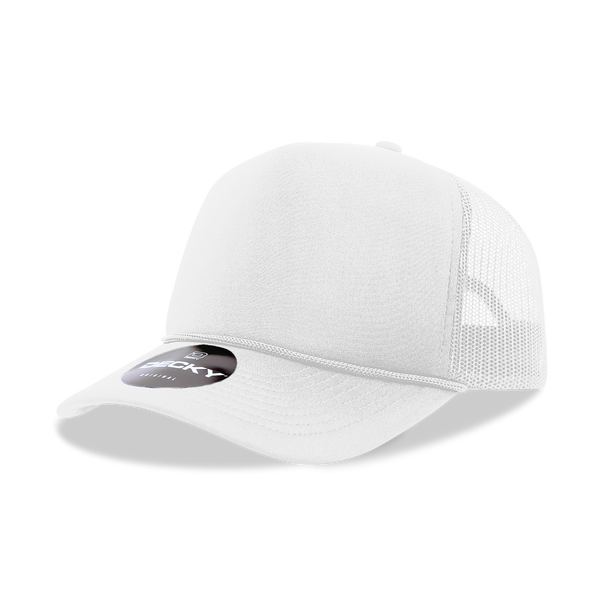 Decky-6025-5 Panel Mid Profile Structured Foam Trucker Hat - White