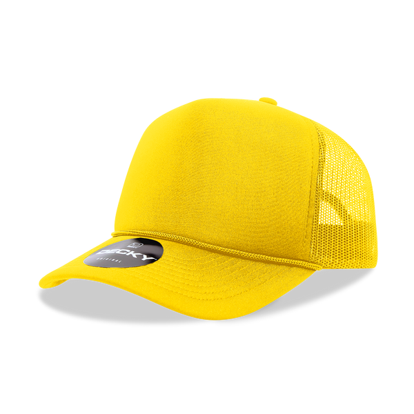 Decky-6025-5 Panel Mid Profile Structured Foam Trucker Hat - Yellow