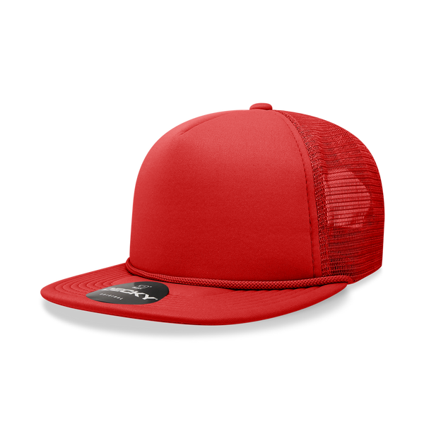 Decky-6026-5 Panel High Profile Structured Foam Trucker - Red
