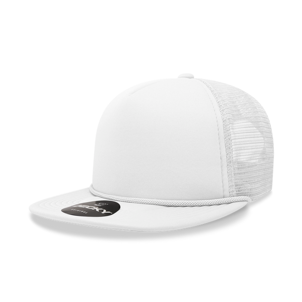 Decky-6026-5 Panel High Profile Structured Foam Trucker - White