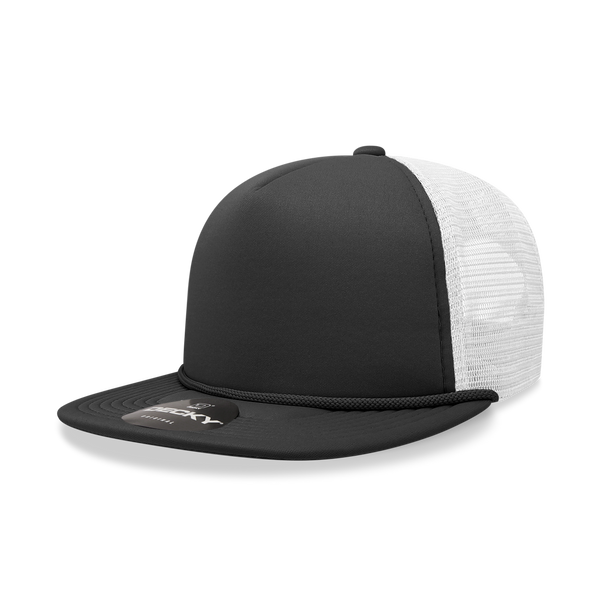 Decky-6026-5 Panel High Profile Structured Foam Trucker - BLK/WHT