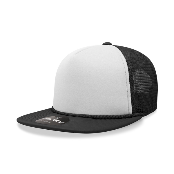Decky-6026-5 Panel High Profile Structured Foam Trucker - BLK/WHT/BLK