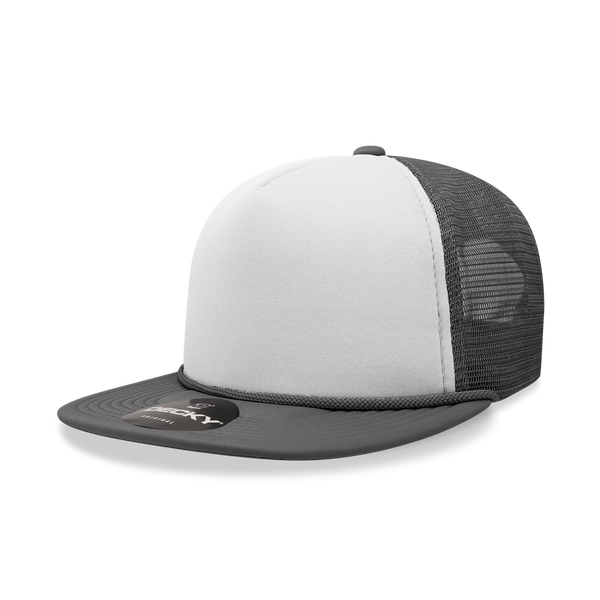 Decky-6026-5 Panel High Profile Structured Foam Trucker - CHA/WHT/CHA
