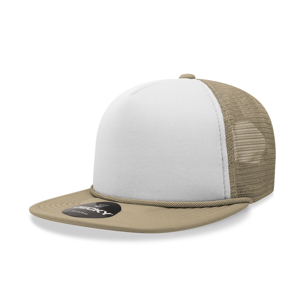 Decky-6026-5 Panel High Profile Structured Foam Trucker - KHA/WHT/KHA