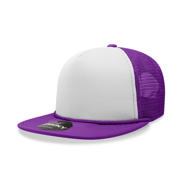 Decky-6026-5 Panel High Profile Structured Foam Trucker - PUR/WHT/PUR