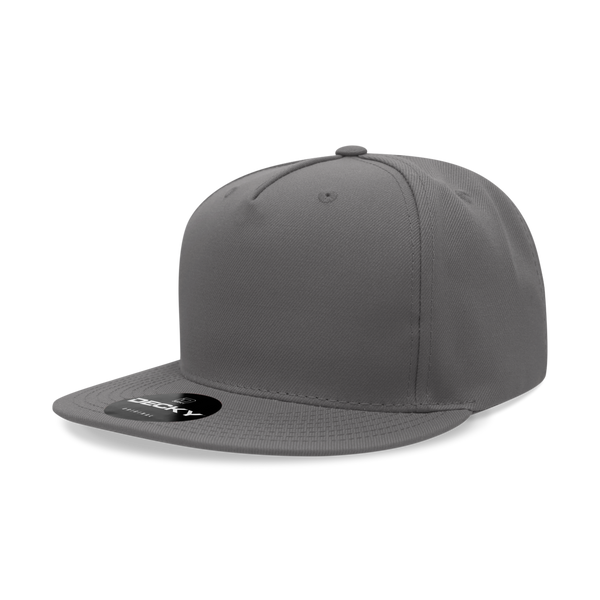Decky-6029-5 Panel High Profile Structured Polyester Snapback - CHARCOAL