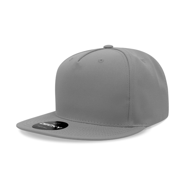 Decky-6029-5 Panel High Profile Structured Polyester Snapback - Grey