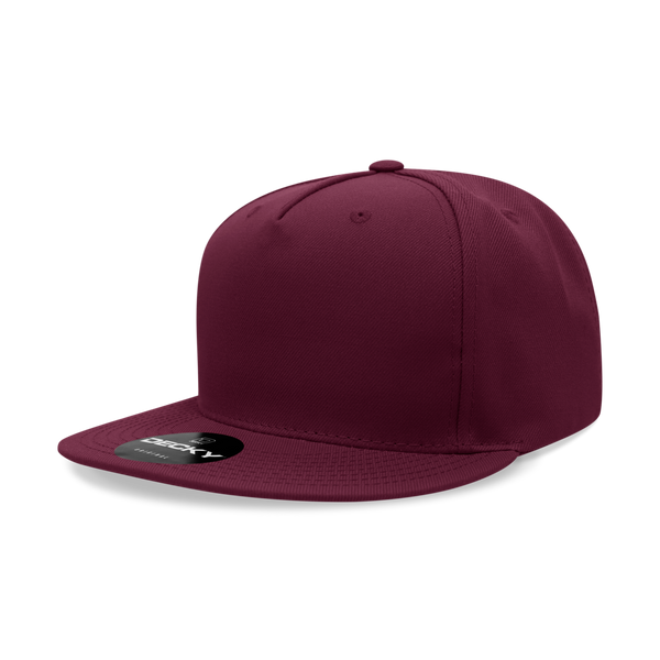 Decky-6029-5 Panel High Profile Structured Polyester Snapback - Maroon