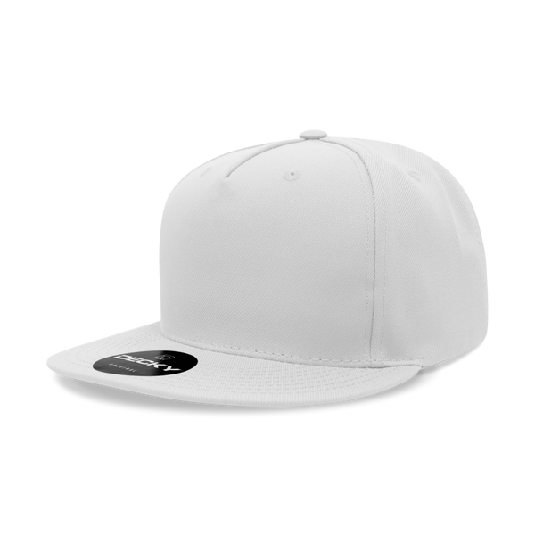 Decky-6029-5 Panel High Profile Structured Polyester Snapback - White