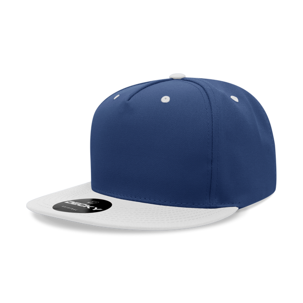 Decky-6029-5 Panel High Profile Structured Polyester Snapback - Royal/White
