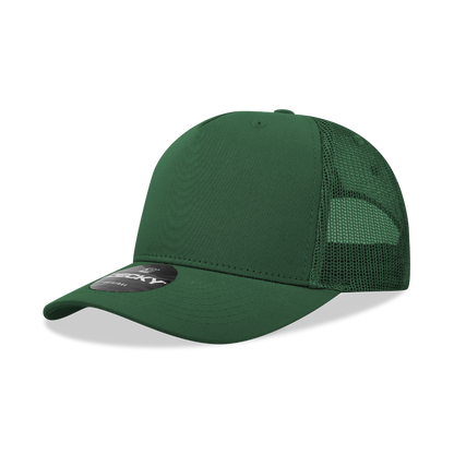 Decky-6030- 5 Panel Mid Profile Structured Cotton Blend Trucker