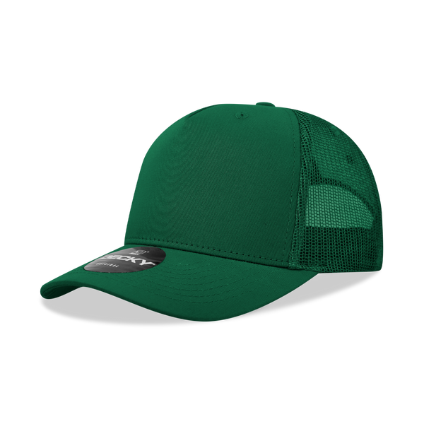 Decky-6030- 5 Panel Mid Profile Structured Cotton Blend Trucker - Forest