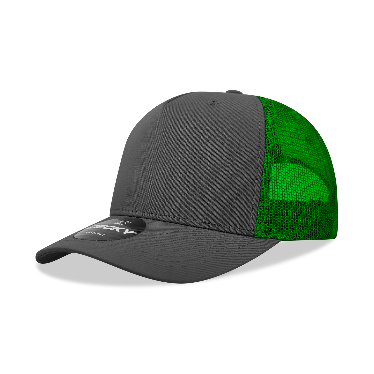 Decky-6030- 5 Panel Mid Profile Structured Cotton Blend Trucker