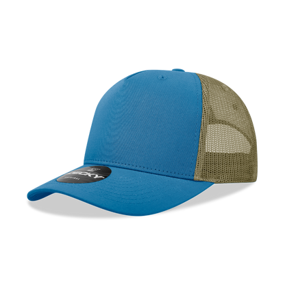 Decky-6030- 5 Panel Mid Profile Structured Cotton Blend Trucker