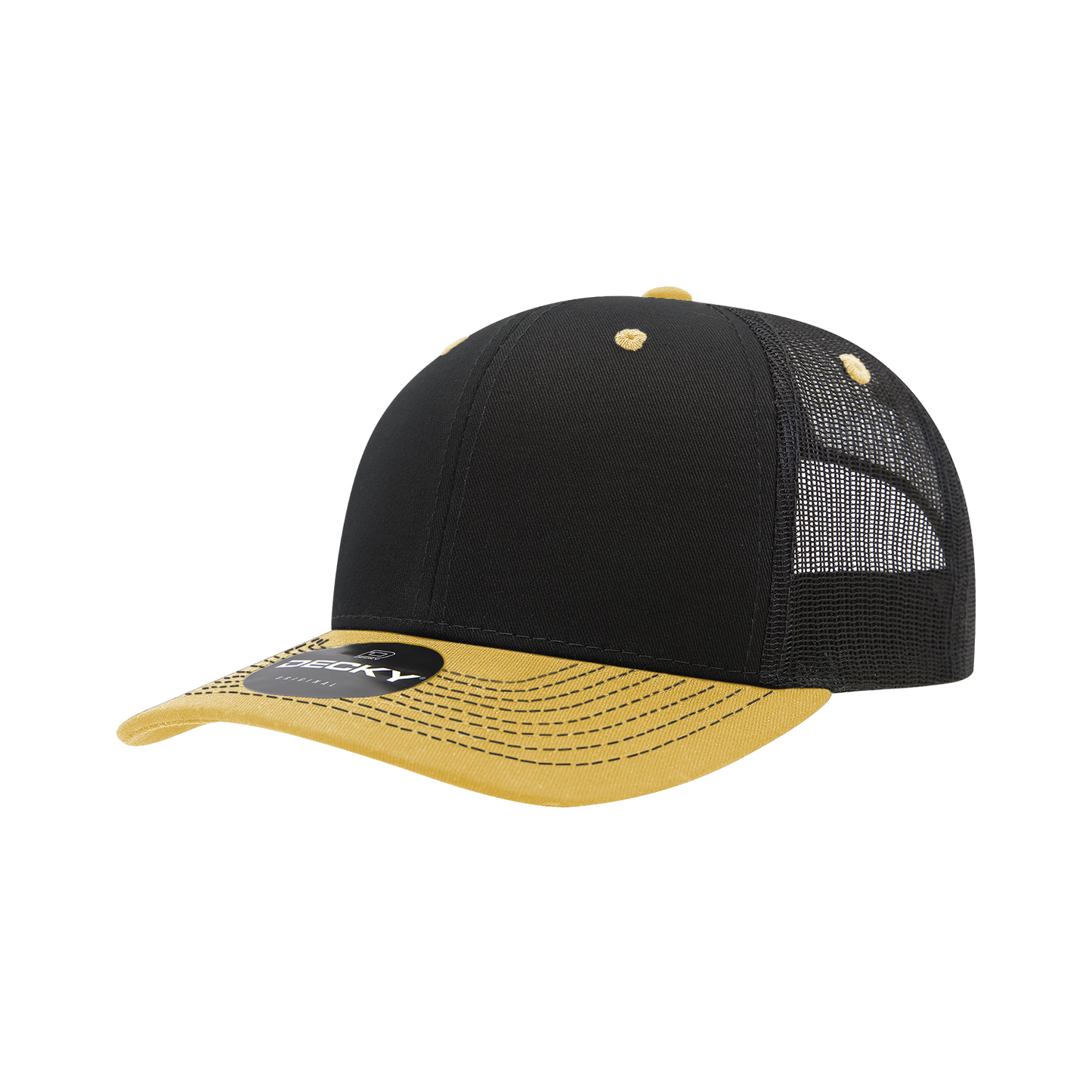 Decky-6031-6 Panel Mid Profile Structured Contra-Stitch Trucker