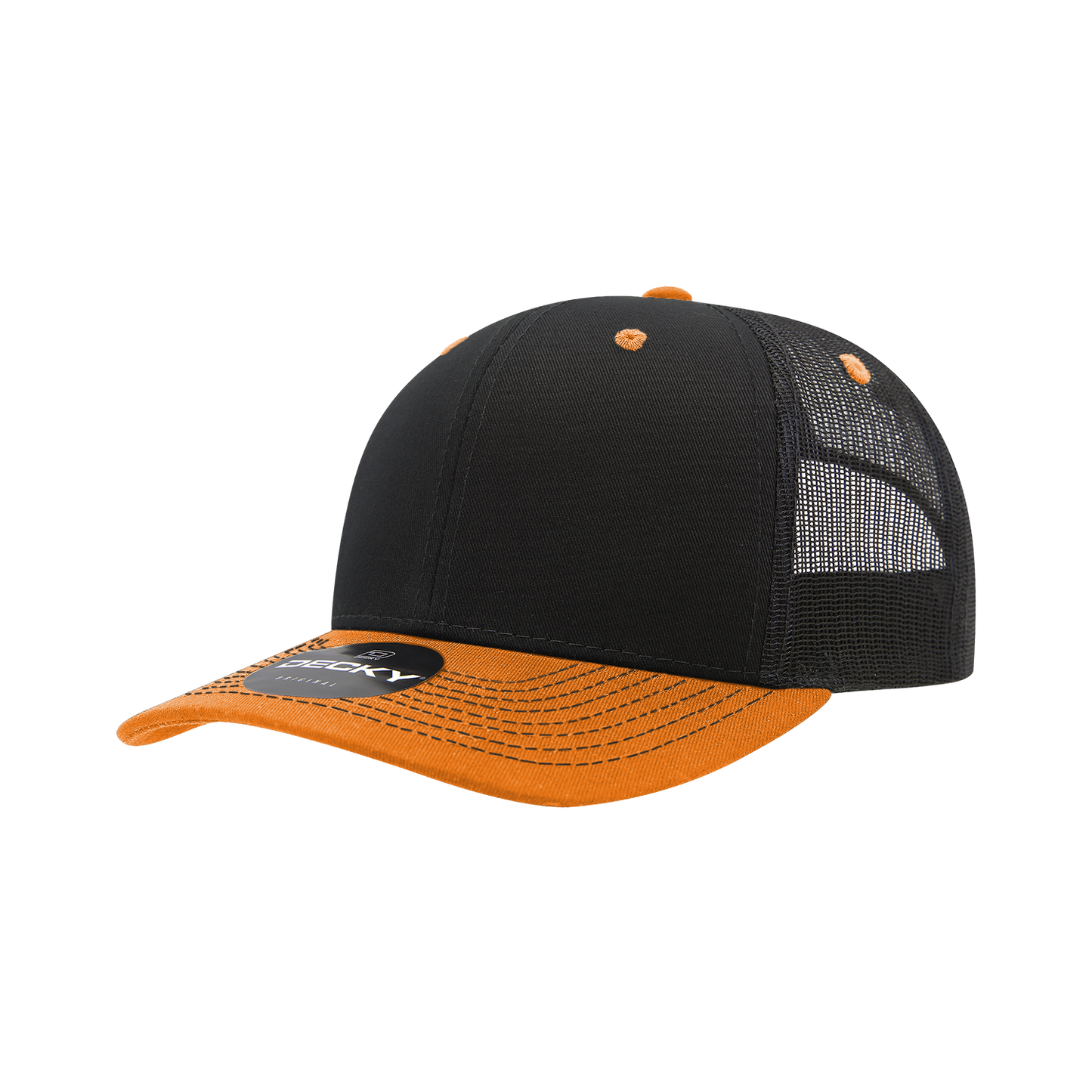 Decky-6031-6 Panel Mid Profile Structured Contra-Stitch Trucker