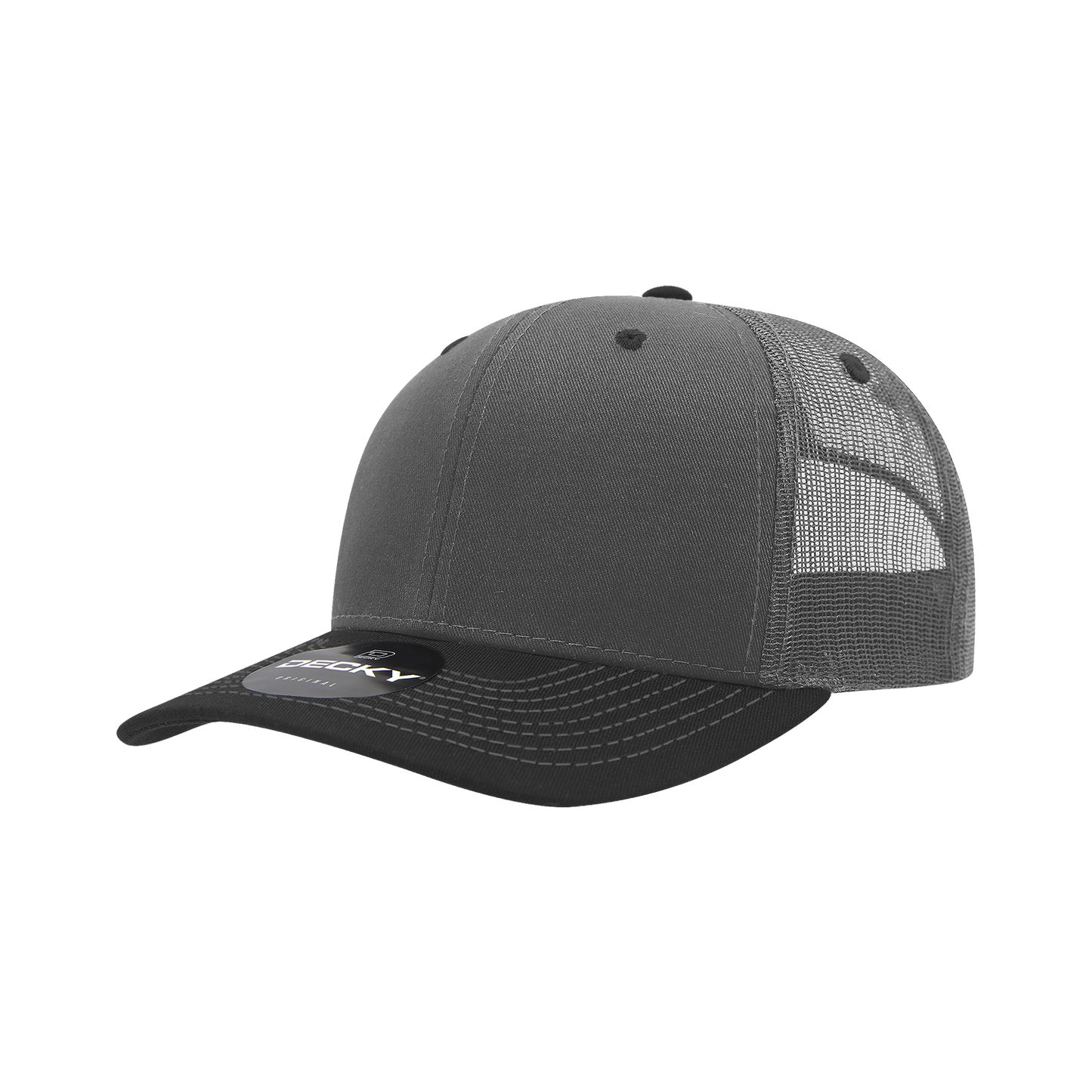 Decky-6031-6 Panel Mid Profile Structured Contra-Stitch Trucker