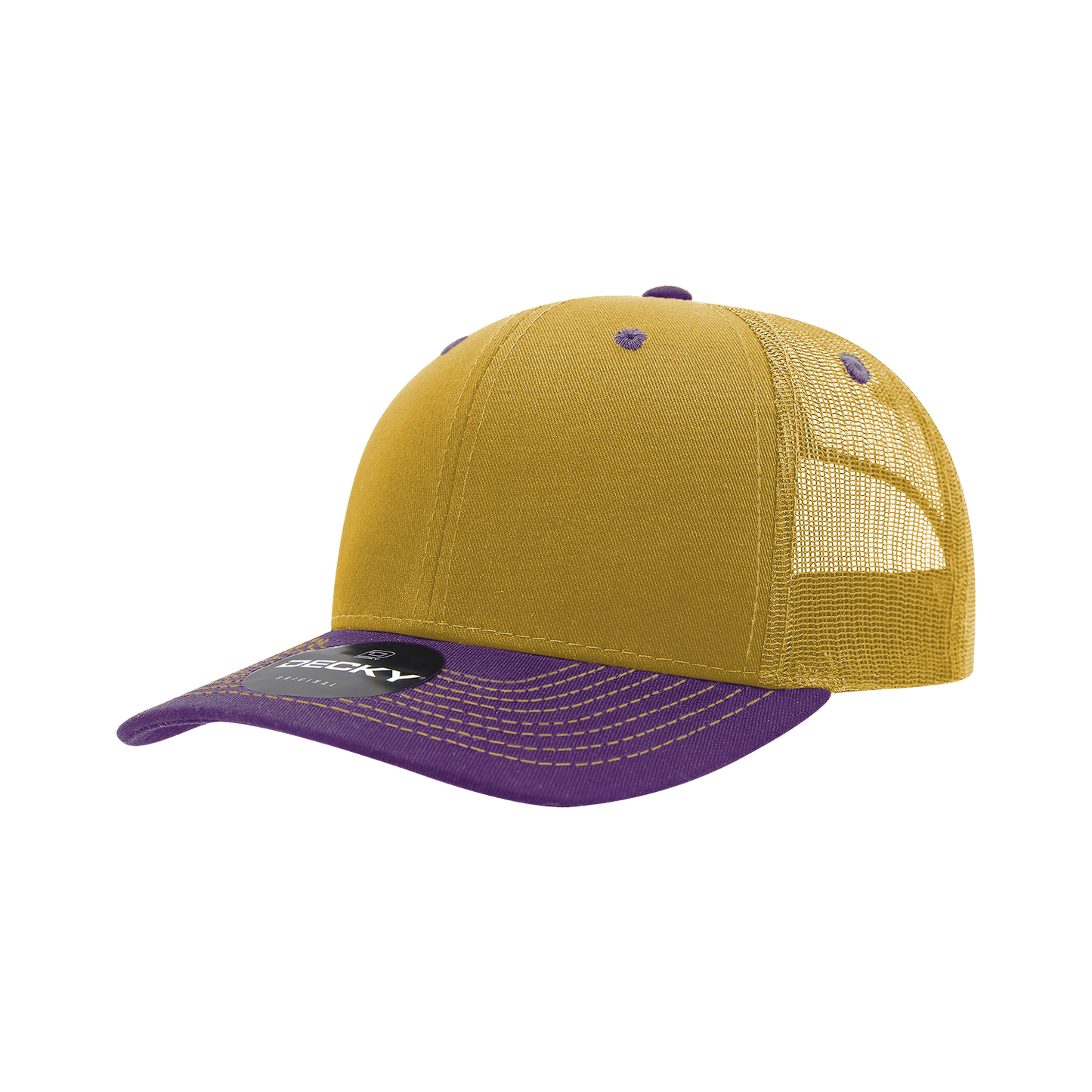 Decky-6031-6 Panel Mid Profile Structured Contra-Stitch Trucker