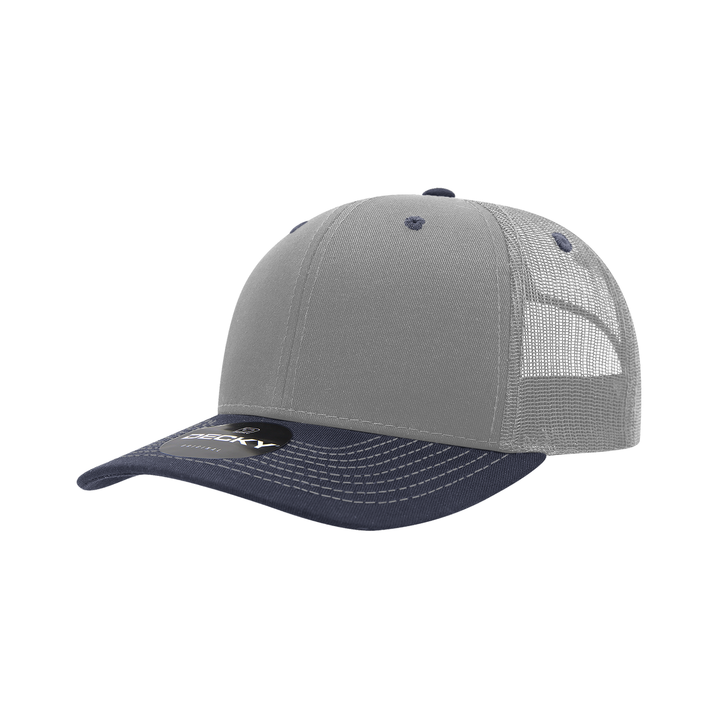 Decky-6031-6 Panel Mid Profile Structured Contra-Stitch Trucker